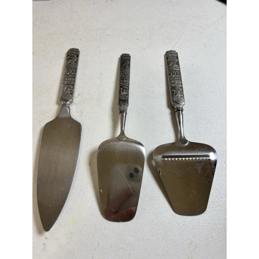 Spar Norway Stainless 18/8 w/ Pewter Handles Cheese Plane Pie & Cake Servers (3)